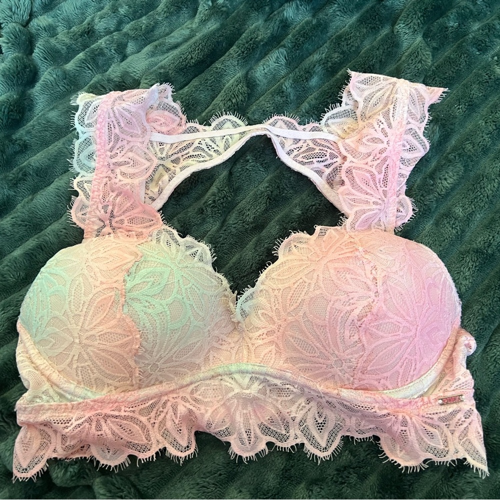 PINK never worn cotton candy lace wireless date bra